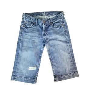 7 For All Mankind Dojo Shorts Bermuda Mid-Rise Jean Shorts, Size 27